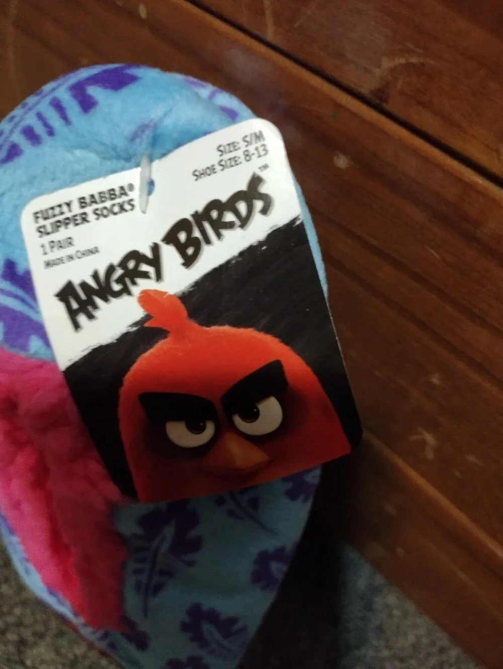 Angry Birds Fuzzy Babba Kids Slipper Socks Size S/M Shoe Size 8-13